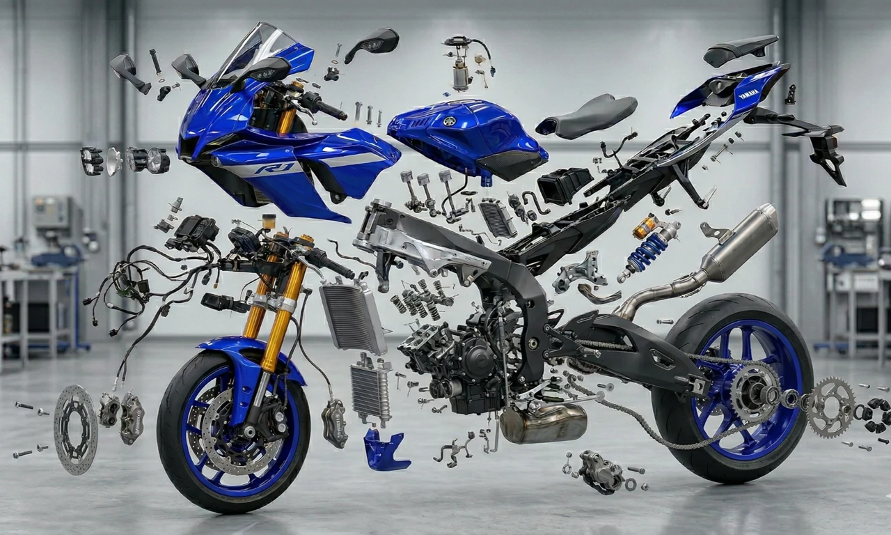 Exploded bike parts view